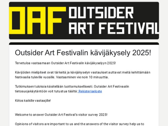 Outsider Art Festivalin kävijäkysely 2025!
